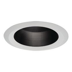 HALO 6125BB Baffle Trim, 6 in Dia Recessed Can, Metal Body, Black/White 