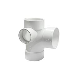 CANPLAS 192148R Sanitary Tee with Right Side Inlet, 3 in Run, Hub Run Connection, 2 in Branch, Hub Branch Connection 