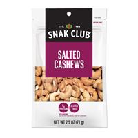 Snak Club CSU29330 Salted Cashews, 2.5 oz, Pack of 6 
