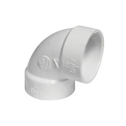 IPEX 192201 Pipe Elbow, 1-1/2 in, Hub, 90 deg Angle, PVC, White, SCH 40 Schedule 