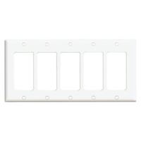 Leviton 80423-W Switch Wallplate, 4-1/2 in L, 2-3/4 in W, 5-Gang, White 