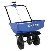 CHAPIN 8003A Salt Spreader with Baffles, 70 lb Capacity, Steel Frame, Poly Hopper, Pneumatic Wheel 