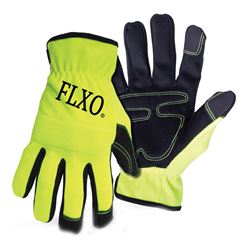 Boss 901-XL Mechanic Gloves, Mens, XL, Open Cuff, Polyester/Spandex Back, Black/High-Visibility Green 