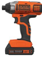 Black+Decker BDCI20C Impact Driver, Battery Included, 20 V, 1.5 Ah, 1/4 in Drive, Hex Drive, 3900 ipm 