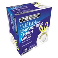 STEELCOAT FG-P9921-17N Trash Bag, 25 x 27.4 in, 13 gal Capacity, White 