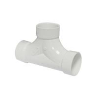 CANPLAS 193723 2-Way Cleanout Pipe Tee, 3 in, Hub, PVC, White 