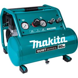 Makita QUIET Series MAC320Q Electric Air Compressor, 3 gal Tank, 1-1/2 hp, 135 psi Pressure 
