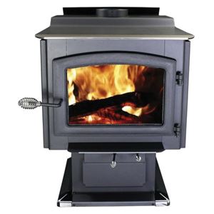 ASHLEY AW3200E-P* Freestanding Large Pedestal Wood Stove, 24 in W, 39 in D, 32-1/2 in H, 152,000 Btu Heating, Black