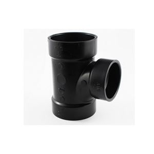 Canplas 102126LBC Reducing Sanitary Pipe Tee, 2 x 1-1/2 in, Hub, ABS, Black