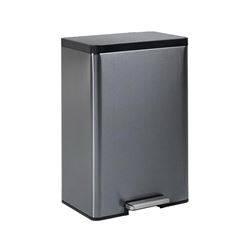 Rubbermaid 2112520 Step-On Trash Can, 12 gal Capacity, Stainless Steel, Charcoal, Flip-Top Closure 
