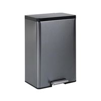 Rubbermaid 2120984 Step-On Trash Can, 13 gal Capacity, Plastic/Stainless Steel, Charcoal, Lid Lock Closure, Pack of 4 