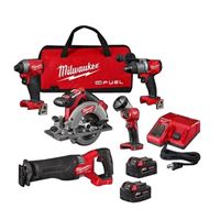 Milwaukee M18 FUEL 2998-25 Combination Kit, Battery Included, 18 V, 5-Tool, Lithium-Ion Battery 