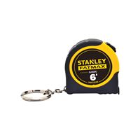 STANLEY FMHT33706M Keychain Tape Measure, 6 ft L Blade, 1/2 in W Blade, Steel Blade, ABS Case, Black/Yellow Case 