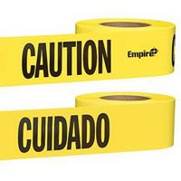 Empire 77-1002 Barricade Tape, 1000 ft L, 3 in W, Caution/Cuidado, Yellow Background 
