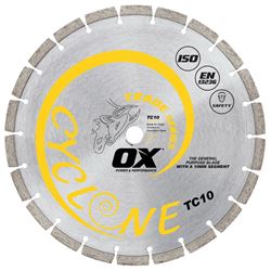 OX TRADE TC10 OX-TC10-4 Blade, 4 in Dia, 7/8 to 5/8 in Arbor, Steel Cutting Edge, Segmented Rim 