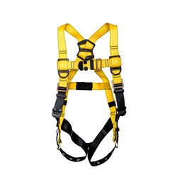 Guardian Fall Protection 37006 Full Body Harness, XL/2XL, 130 to 420 lb, Polyester Webbing, Black/Yellow 