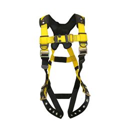 Guardian Fall Protection 37106 Full Body Harness, XL/2XL, 130 to 420 lb, Polyester Webbing, Black/Yellow 
