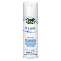Zep 1050017 Freshen Disinfectant Spray, 15.5 oz Aerosol Can, Characteristic, Clear/Light Yellow 