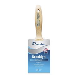 Premier Brooklyn 17315 Paint Brush, 4 in W, Beavertail Varnish Wall Brush, 3-1/4 in L Bristle, Polyester Bristle 