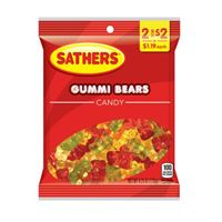 Sathers 02692 Gummy Bears Candy, Gummy, Cherry/Orange/Apple/Lemon/Pineapple Flavor, 4.25 oz Bag 12 Pack 