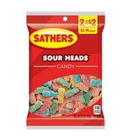 Sathers 02678 Sour Heads Candy, Candy, 3.5 oz Bag 12 Pack 