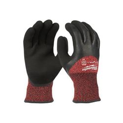 Milwaukee 48-22-8921 Winter Dipped Gloves, Mens, M, 7.2 to 7.5 in L, Elastic Knit Cuff, Latex Palm, Black/Red 