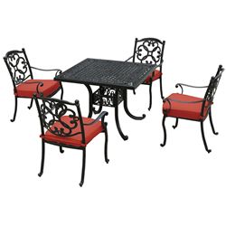 Seasonal Trends 161004 Athena Dining Set, 5-Piece, 4 Seating, Square Table, Cast Aluminum Tabletop, Dining Seat 