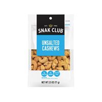 Snak Club 700542 Unsalted Cashew, 2.5 oz, Pack of 6 