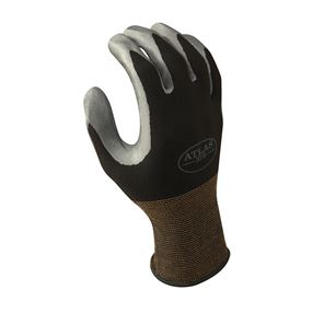Showa 370BS-06.RT Protective Gloves, S, Knit Wrist Cuff, Nitrile, Black/Gray