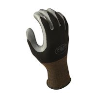 Showa 370BL-08.RT Protective Gloves, L, Knit Wrist Cuff, Nitrile, Black/Gray 