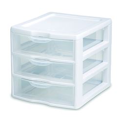 Sterilite 20738006 Small Drawer Unit, 3-Drawer, Plastic, 7-1/4 in OAW, 8-1/2 in OAH, 6-7/8 in OAD 6 Pack 