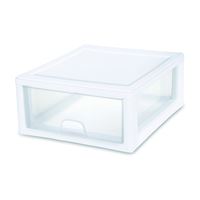 Sterilite 23018006 Stackable Drawer, 16 qt Capacity, 1-Drawer, Plastic, 14-3/8 in OAW, 17 in OAH, 6-7/8 in OAD 