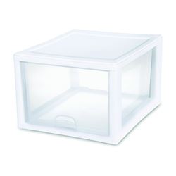 Sterilite 23108004 Stackable Drawer, 27 qt Capacity, 1-Drawer, Plastic, 14-3/8 in OAW, 17 in OAH, 10-1/4 in OAD 