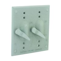 Hubbell 5124-0 Two-Toggle Cover, 4-17/32 in L, 4-17/32 in W, Aluminum, Gray, Powder-Coated 