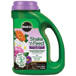 Miracle-Gro Shake n Feed 3002201 Rose and Bloom Plant Food, 4.5 lb Jug, Solid, 10-18-9 N-P-K Ratio 