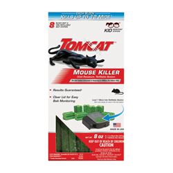 Tomcat 0371210 Refillable Mouse Bait Station, 4-1/4 in L, 1-1/2 in W, 8-1/4 in H, 8 oz Bait 