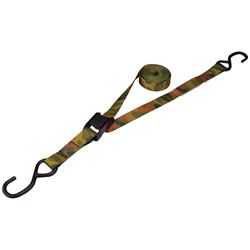 ProSource FH64068 Tie-Down, 1 in W, 10 ft L, Polyester Webbing, Metal Buckle, Camouflage, 400 lb, S-Hook End Fitting, Pack of 6 