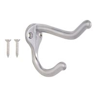 ProSource H62-B075 Coat and Hat Hook, 22 lb, 2-Hook, 1 in Opening, Zinc, Satin Chrome 