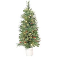 Santas Forest 27540 Pre-Lit Tree, 4 ft H, Scotch Pine Family, LE 2 Fusible, Mini Bulb, Clear Light 