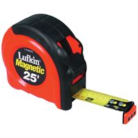 Crescent Lufkin L725MAG Tape Measure, 25 ft L Blade, 1 in W Blade, Steel Blade, ABS/Rubber Case, Orange Case 