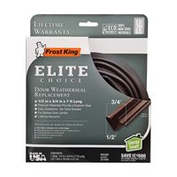 Frost King ES184B Weatherstrip, 3/4 in W, 1/2 in Thick, 7 ft L, Brown 