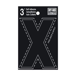 Hy-Ko 30400 Series 30434 Die-Cut Letter, Character: X, 3 in H Character, Black Character, Vinyl, Pack of 10 