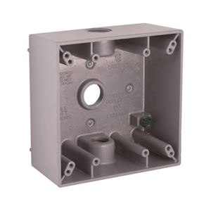 Hubbell 5333-0 Weatherproof Box, 3 -Outlet, 2 -Gang, Aluminum, Gray, Powder-Coated