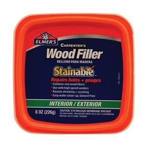 Elmers E890 Wood Filler, Paste, Mild Acrylic, Beige, 8 fl-oz Tub
