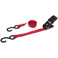ProSource FH64056 Tie-Down, 1 in W, 14 ft L, Polyester Webbing, Metal Ratchet, Red, 500 lb, S-Hook End Fitting 