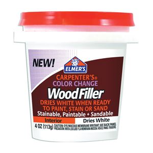 Elmers E915 Wood Filler, Paste, Mild Acrylic, White, 4 oz 12 Pack