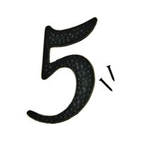 HY-KO DC-3/5 House Number, Character: 5, 3-1/2 in H Character, 2 in W Character, Black Character, Aluminum 10 Pack 