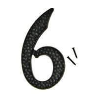 HY-KO DC-3/6 House Number, Character: 6, 3-1/2 in H Character, 2 in W Character, Black Character, Aluminum 10 Pack 