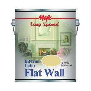 Majic Paints 8-1019-1 Interior Paint, Flat Sheen, Satinwood, 1 gal, Pail, 300 sq-ft Coverage Area, Pack of 4