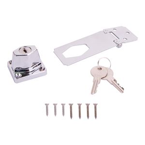 ProSource 807355-BC3L-PS Safety Hasp, 3-1/2 in L, 3-1/2 in W, Steel, Chrome